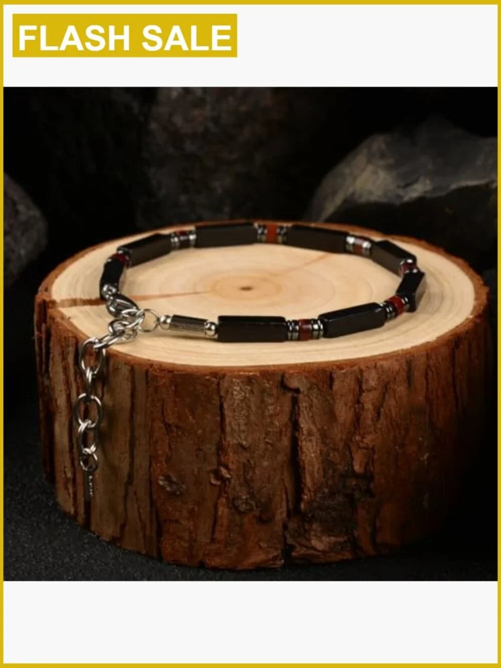 Black Stone Tiger Eye Hematite Handmade Adjustable Bracelet